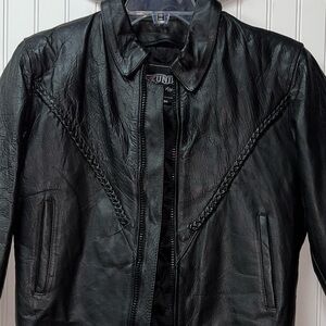 Unik Heavyweight Black Leather Biker Jacket M Moto Bikercore
